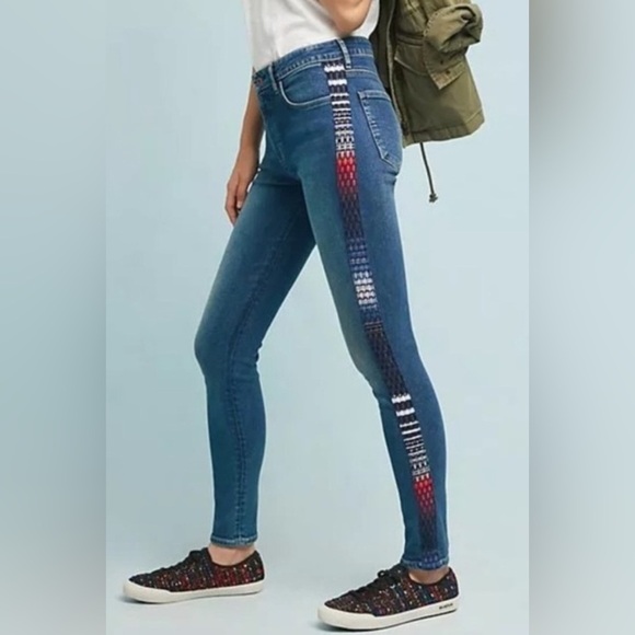 Levi's Anthropologie Made & Crafted High Rise 721 Skinny Jeans Side Stripe 27/30 - Picture 3 of 11